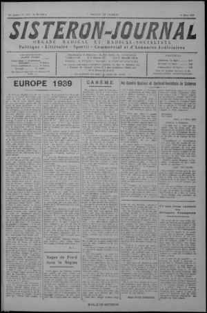 Le Sisteron Journal du 18/03/1939