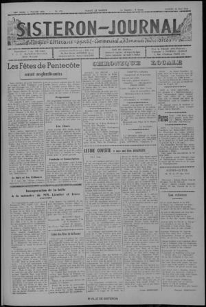 Le Sisteron Journal du 28/05/1949
