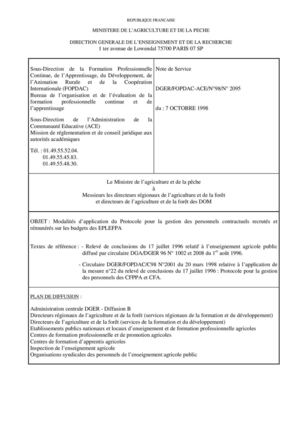 Dger Protocole CFA CFPPA 1998