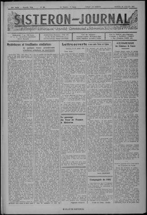 Le Sisteron Journal du 28/07/1951