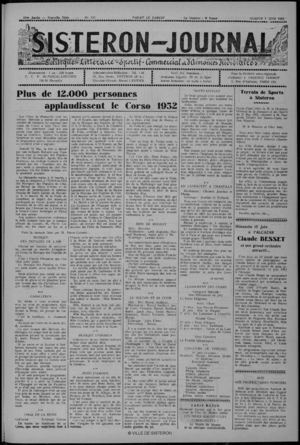 Le Sisteron Journal du 07/06/1952