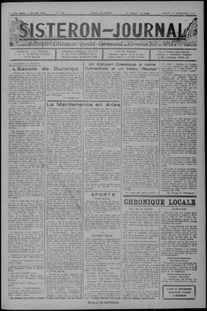 Le Sisteron Journal du 13/09/1952