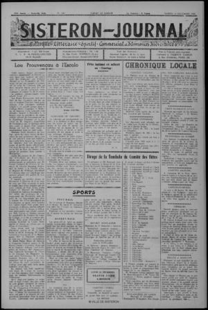 Le Sisteron Journal du 13/12/1952