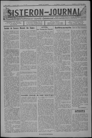 Le Sisteron Journal du 13/02/1954
