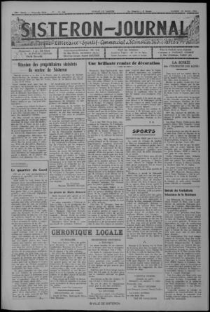 Le Sisteron Journal du 20/03/1954