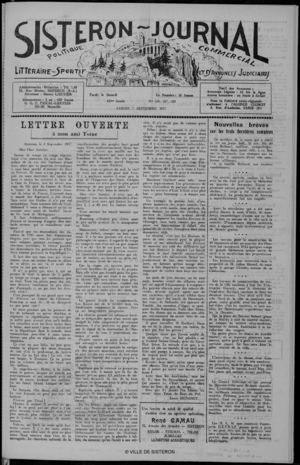 Le Sisteron Journal du 07/09/1957