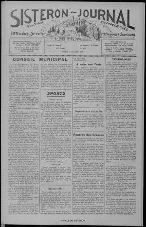 Le Sisteron Journal du 05/10/1957