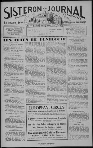 Le Sisteron Journal du 17/05/1958
