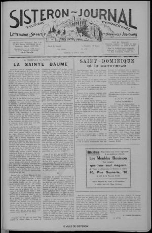 Le Sisteron Journal du 04/04/1959