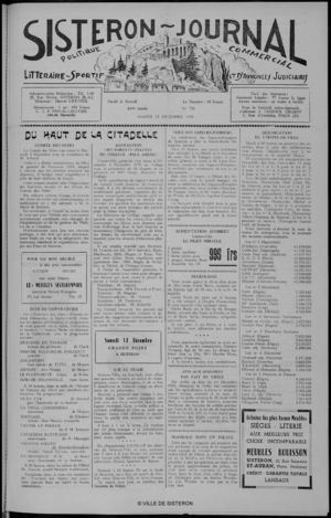 Le Sisteron Journal du 12/12/1959