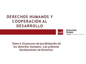 Tema 4 El Proceso De Positivación Las Primeras Declaraciones De Derechos