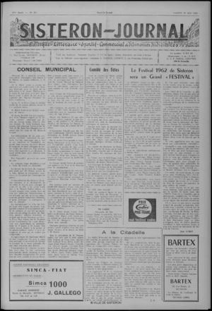 Le Sisteron Journal du 19/05/1962