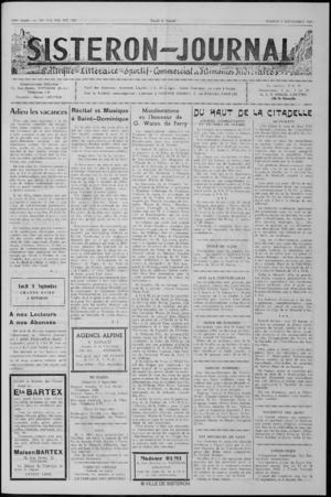Le Sisteron Journal du 07/09/1963