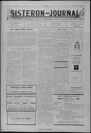 Le Sisteron Journal du 20/11/1965