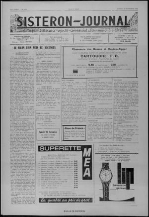 Le Sisteron Journal du 10/09/1966