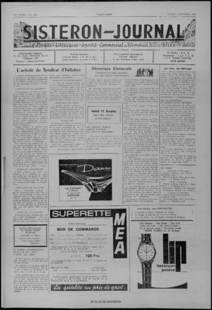 Le Sisteron Journal du 05/11/1966