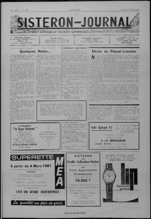 Le Sisteron Journal du 25/02/1967