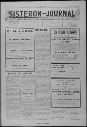 Le Sisteron Journal du 08/07/1967