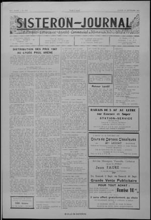 Le Sisteron Journal du 30/09/1967