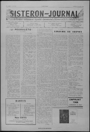 Le Sisteron Journal du 20/01/1968