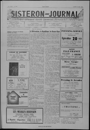 Le Sisteron Journal du 26/04/1969