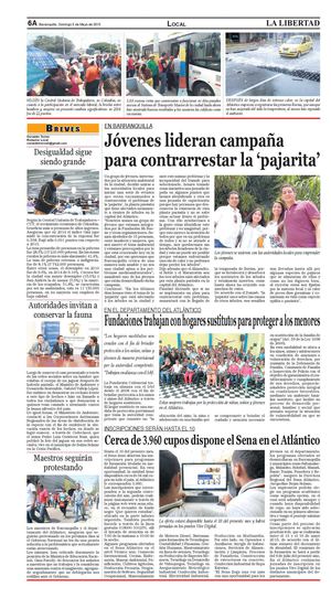 Periódico la Libertad Atlántico. Inscripciones SENA. 3 de Mayo