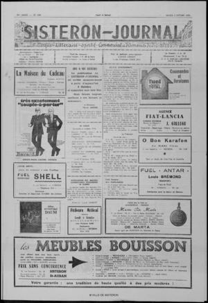 Le Sisteron Journal du 03/10/1970