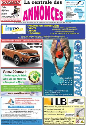 La Centrale des Annonces N° 1249 Semaine du 03 au 09 Mai 2015