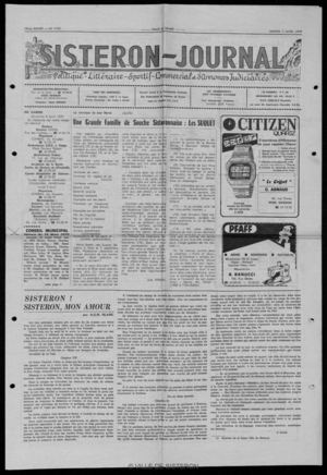 Le Sisteron Journal du 07/04/1979