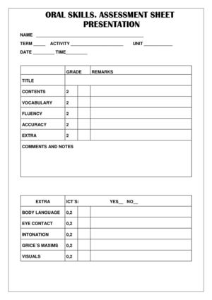 Appendix 1 Assessment Sheet