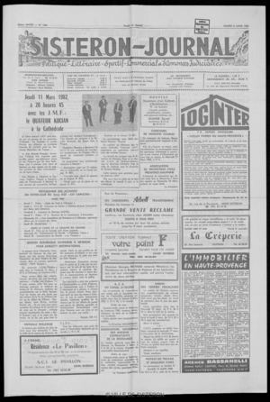 Le Sisteron Journal du 06/03/1982
