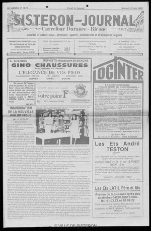 Le Sisteron Journal du 19/06/1982
