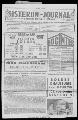 Le Sisteron Journal du 31/07/1982