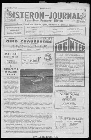 Le Sisteron Journal du 14/08/1982