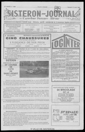 Le Sisteron Journal du 21/08/1982