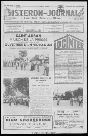 Le Sisteron Journal du 25/09/1982