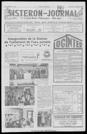 Le Sisteron Journal du 30/10/1982