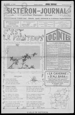 Le Sisteron Journal du 26/03/1983