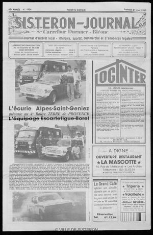 Le Sisteron Journal du 21/05/1983
