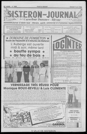 Le Sisteron Journal du 04/06/1983