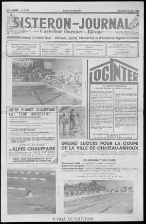 Le Sisteron Journal du 18/06/1983