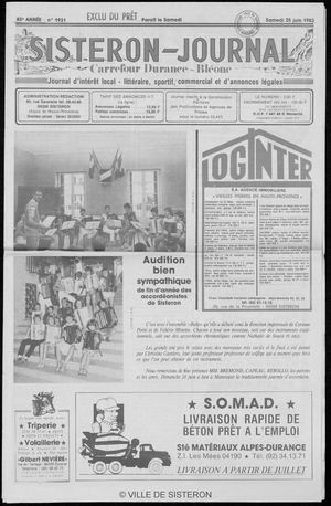 Le Sisteron Journal du 25/06/1983