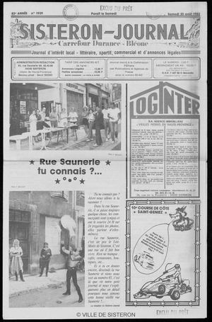 Le Sisteron Journal du 20/08/1983