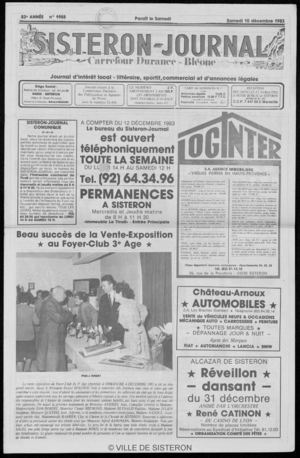 Le Sisteron Journal du 10/12/1983