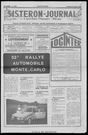 Le Sisteron Journal du 21/01/1984