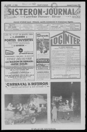 Le Sisteron Journal du 10/03/1984