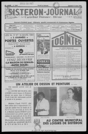 Le Sisteron Journal du 17/03/1984