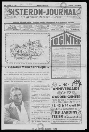 Le Sisteron Journal du 07/04/1984