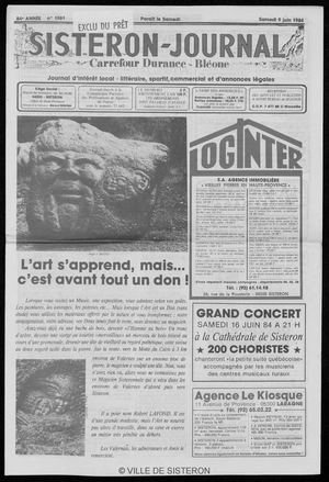 Le Sisteron Journal du 09/06/1984