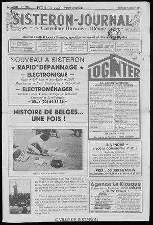 Le Sisteron Journal du 07/07/1984